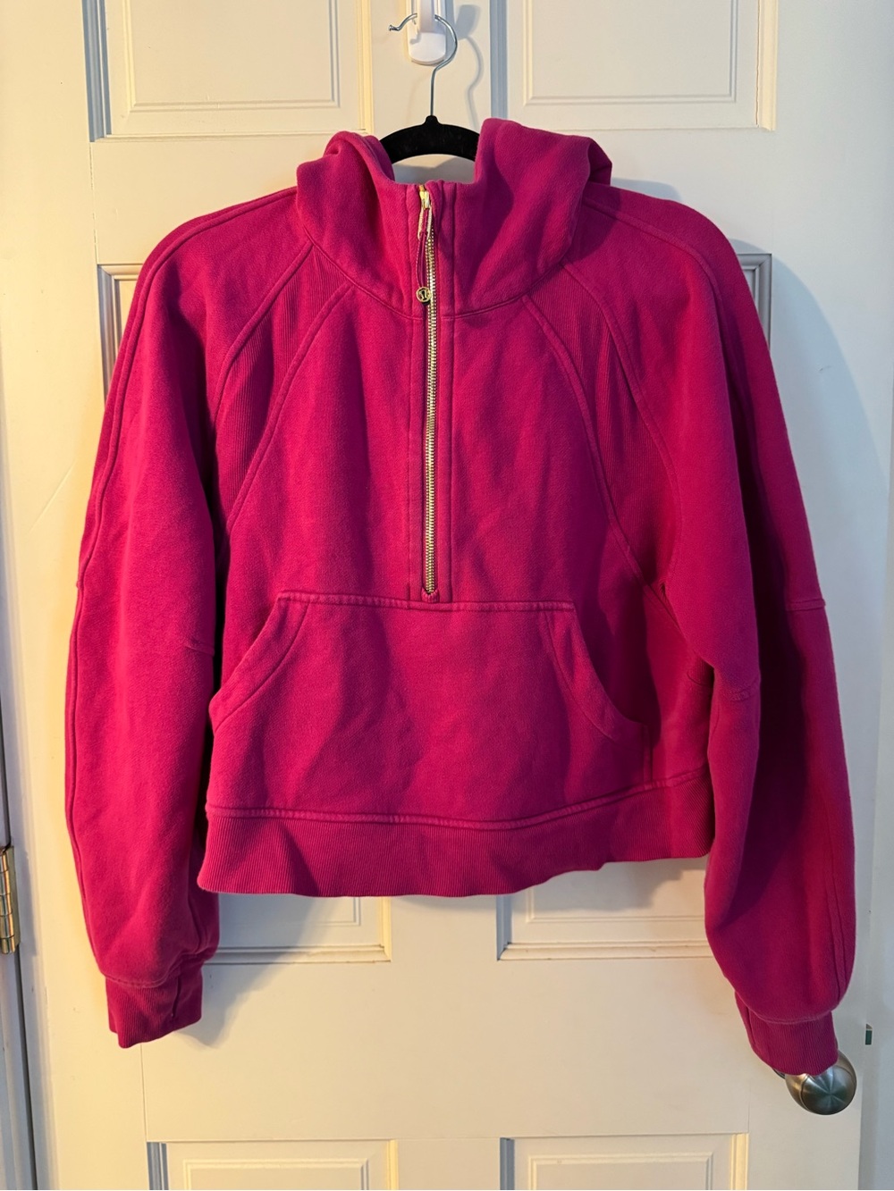 EUC lululemon Scuba Oversized Half Zip Hoodie Ripened Raspberry Gold M/L